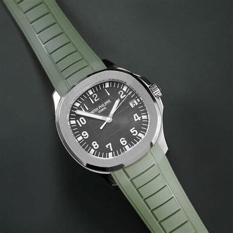 patek philippe aquanaut green rubber strap for sale|More.